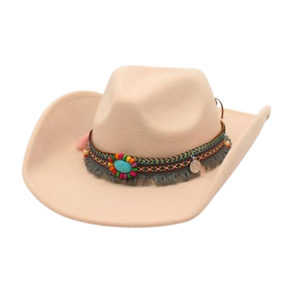 Peach Heart Western Cowboy Upturned Top Hat Ethnic Wind Cow Head Woolen Felt Hat Stage Prop Hat