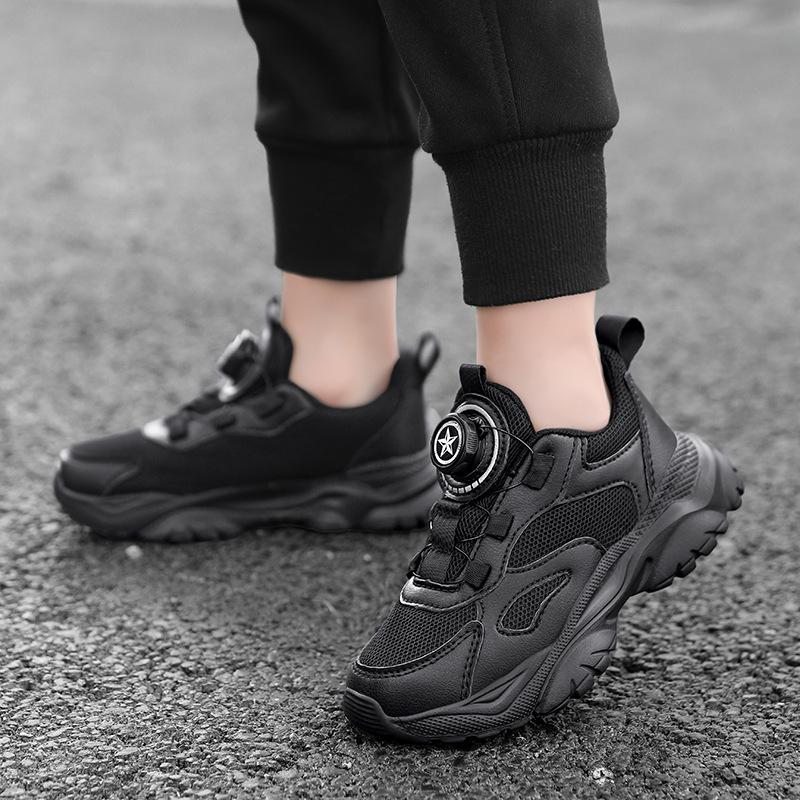 Mesh breathable classmates boys 2025 spring and autumn new children's sports shoes school children's button sports shoes