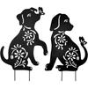 2 Pack Metal Dog Stakes Garden Decor Stakes Black Dog Silhouette Statue for Outside Metal Dog Ornaments for Outdoor Garden Home Patio Yard Decor