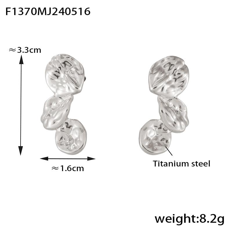 Stainless  Steel Gold-plated Earrings Hammer Pattern with Multiple Irregular Petal Splicing Design Earrings TRENDY