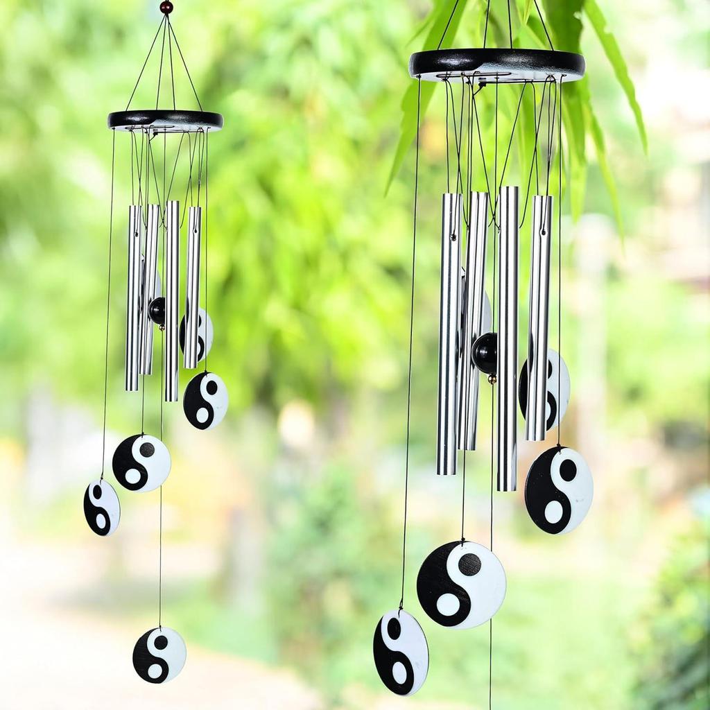 Hanging Bells for Home Decoration, Balcony, Living Room, and Bedroom | Home Décor Gift Items for Housewarming and Wall Décor (Silver, 4-Pipe)