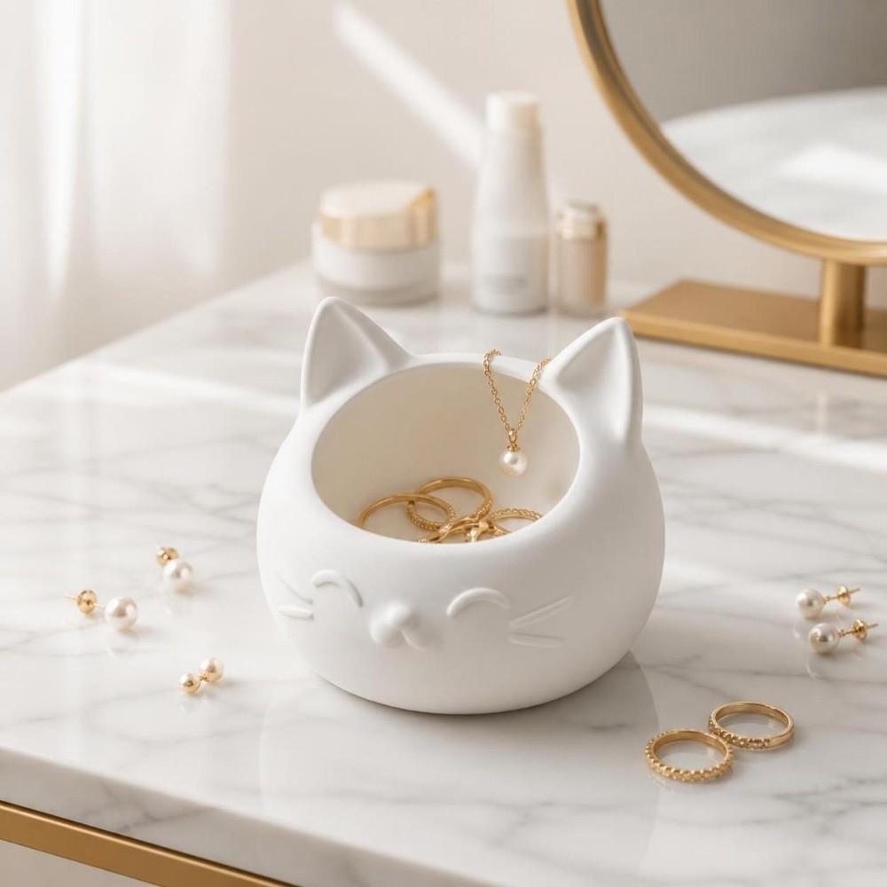 3D Printed Desktop Storage Container Cat-Shaped Jewelry Holder Storage Box Bedroom