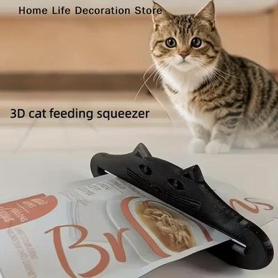 Cat Snack Extruder Plastic Cat Head Snack Squeezer Mess-free Treat Dispenser For Pet Food Meat Sauce Bag Extruder Squeezing Tool