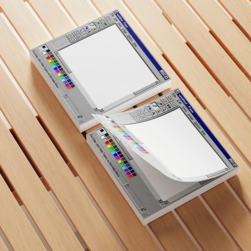 Sticky Notes 50 Sheets Retro Computer Drawing Pad - Square Design, Perfect for Artists and Office Use, Ideal for Creating Vintage Style Artwork