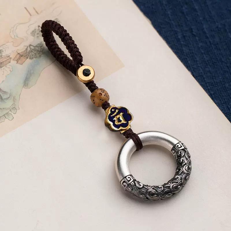 Zodiac Buddha Mantra Keychain: Auspicious Cloud Peace Pendant for Men & Women
