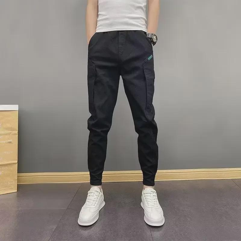 Pánské ležérní kalhoty s manžetami ve volném střihu v korejském stylu pro jaro a léto 2023