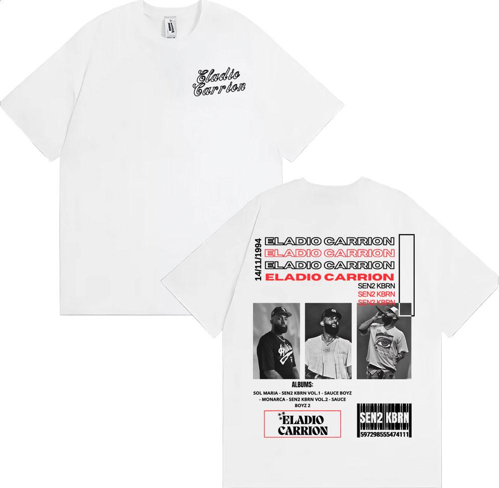 2025 Summer Rapper Eladio Carion Sen2kbn Album Tour Tshirt Mens Hiphop High Street Tshirt 100 Cotton Oversized Tshirt