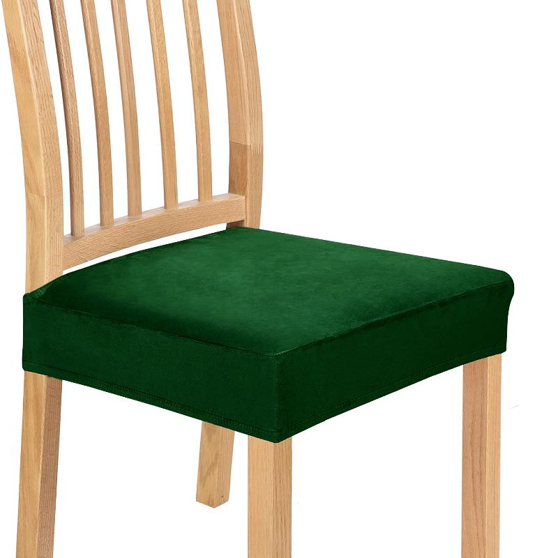 Velvet Chair Seat Covers Removable Washable Anti-Dust Stretch Spandex Dining Room Upholstered Chair Seat Slipcovers