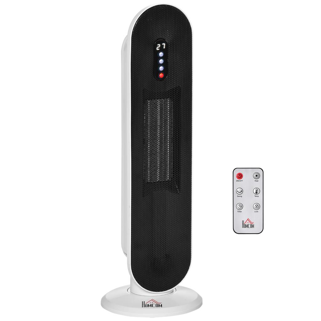 Fan Heater 24h Hour Timer 2000W 2 Modes Oscillation Metal White + Black