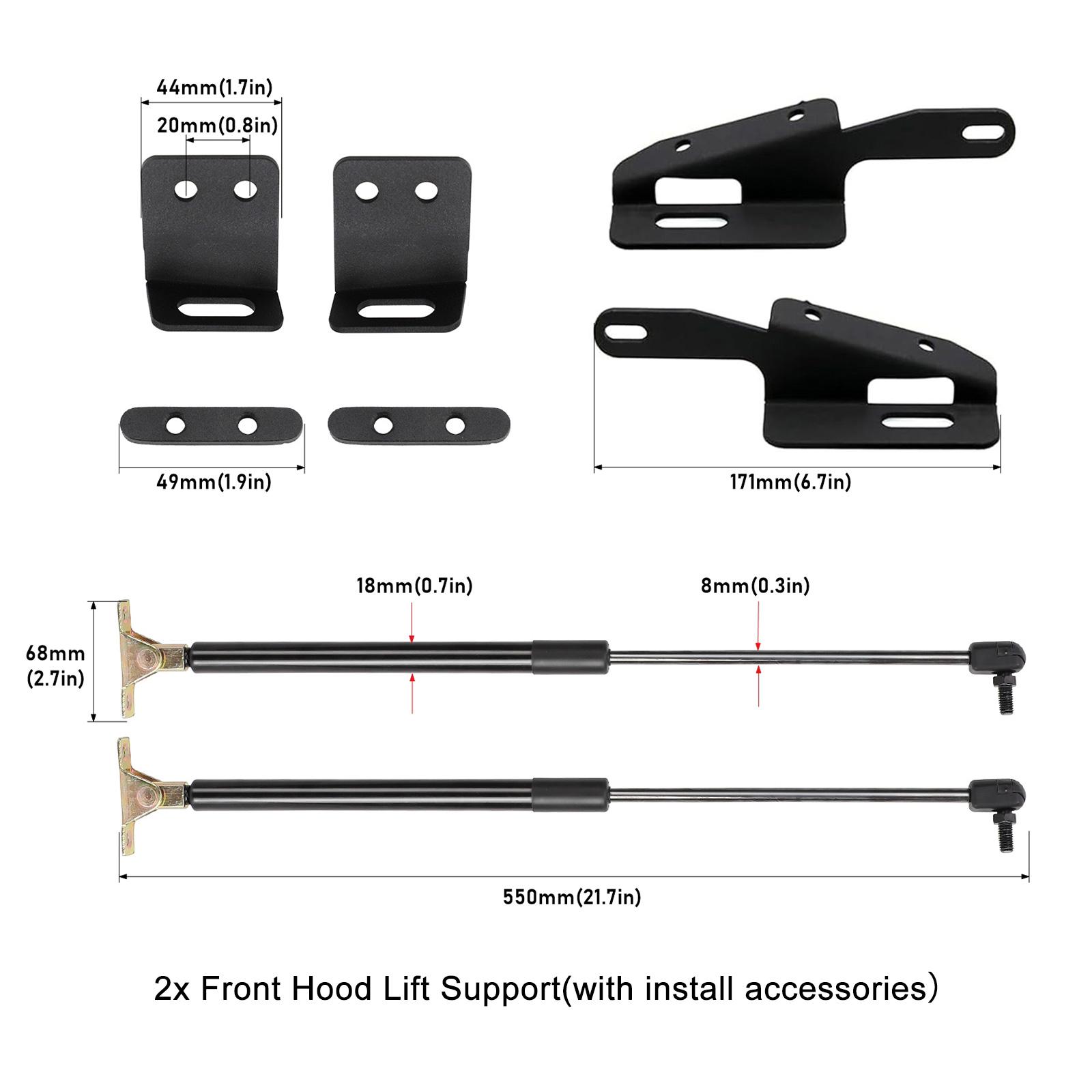 1 Pair Black Hood Lift Support