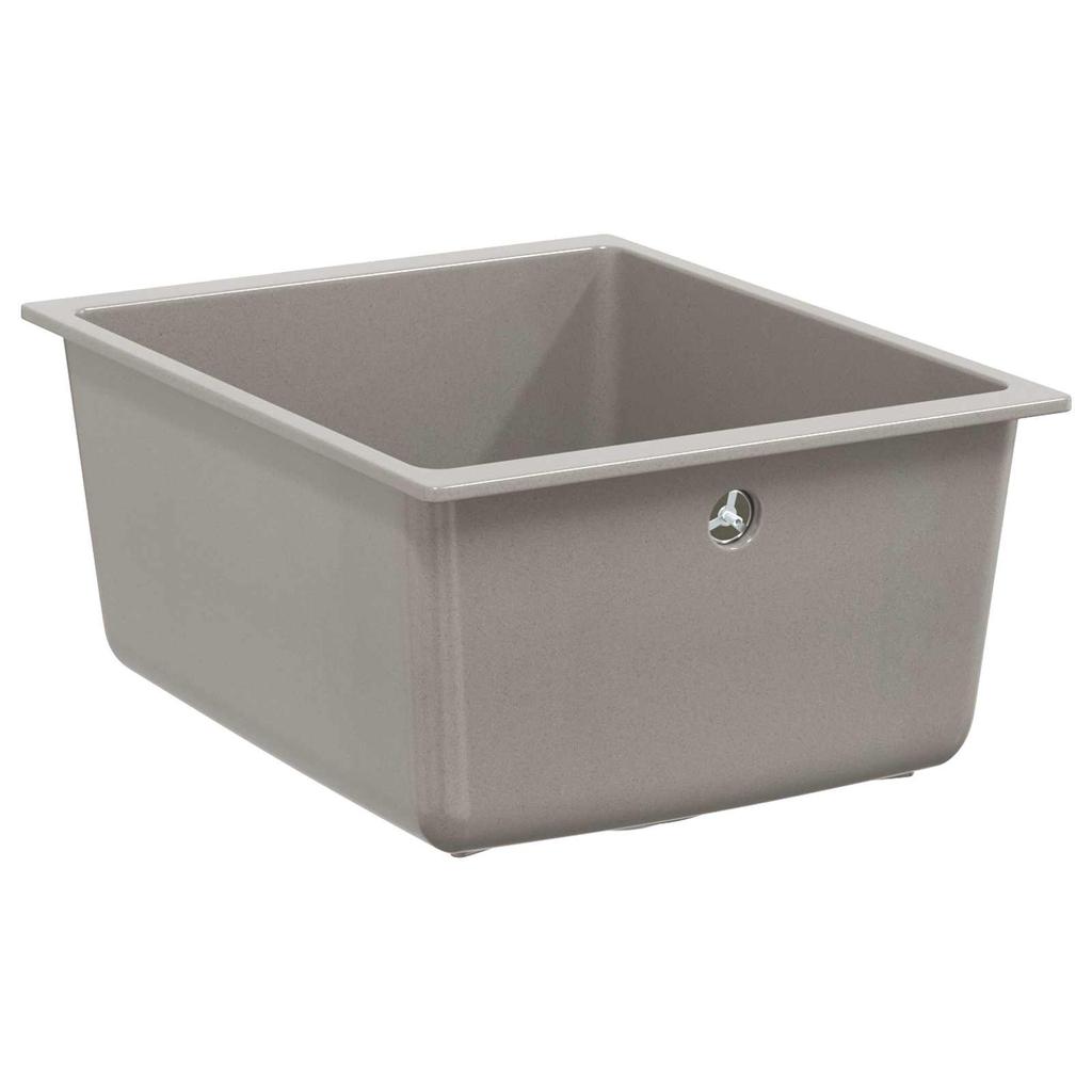 Grey Kitchen Sink 370 X 460 Mm Made of 80percent Quartz and 20percent Resin