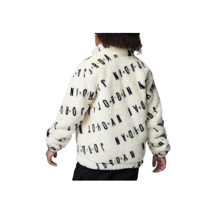 Jordan Letter Logo Printed Stand Collar Jacket Phantom Black And White Kids Kids Jacket FJ9624-030