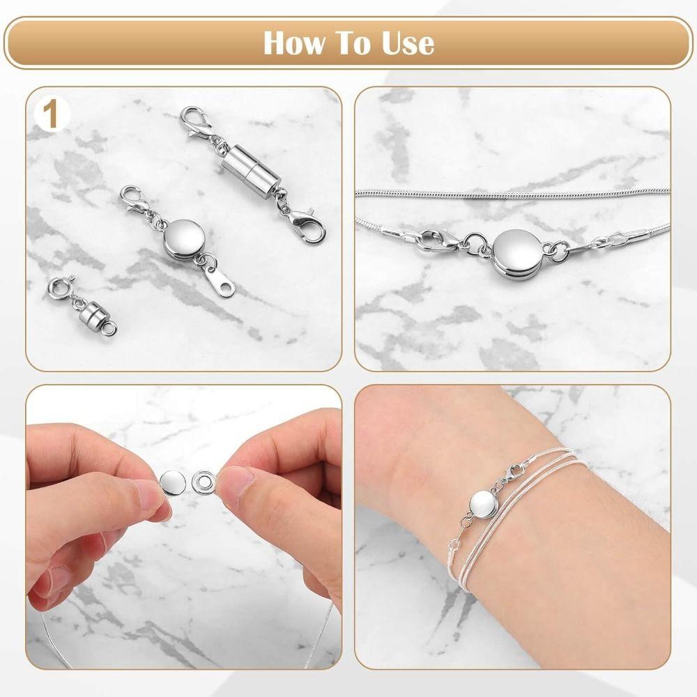 12Pcs Double Head Lobster Magnetic Bracelet Extender Jewelry Converters Clasp  for Necklace
