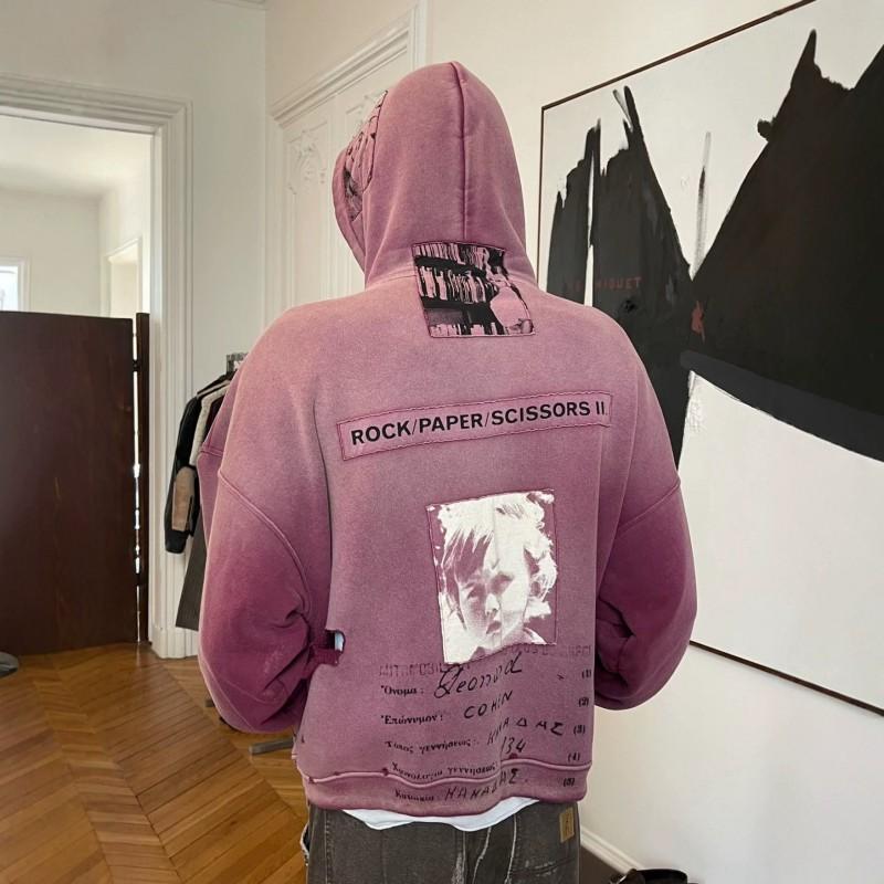 Mens Oversized Hooded Zip-Up Sweatshirt Vintage Washed Distressed Graphic Print Streetwear Winter Casual Pullover