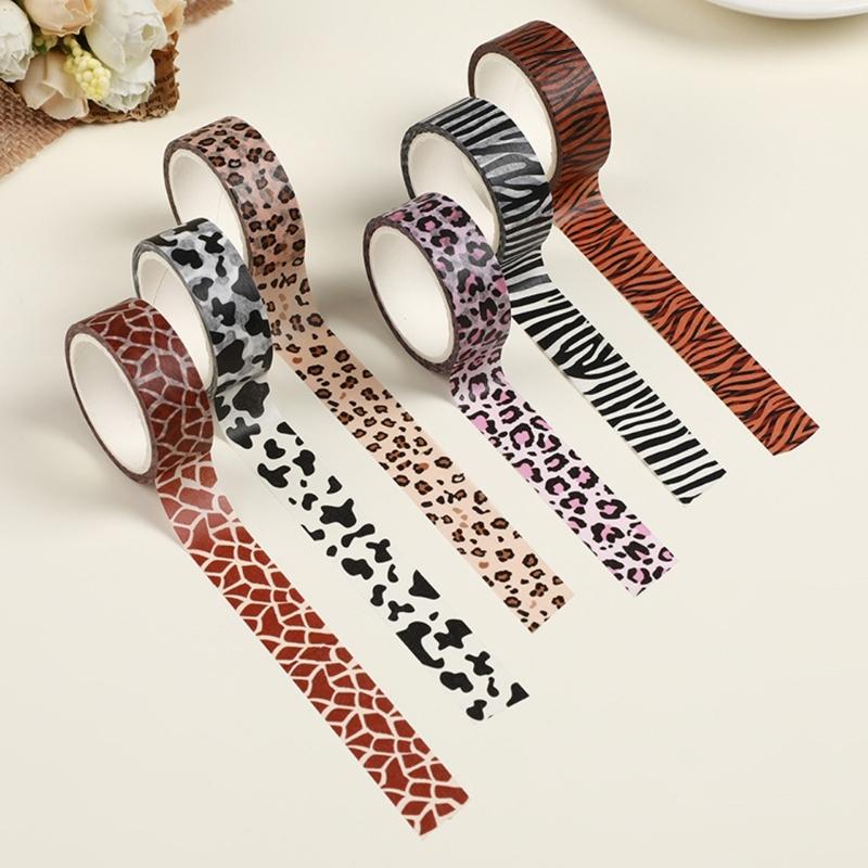 6 Rolls Decorative Tape Animal Print Washis Tape Decorative Tape Hand Account Tape for Journaling Scrapbooking