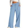 Womens Elevated Wide Leg Pants Drawstring Waist Relaxed Palazzo Trousers