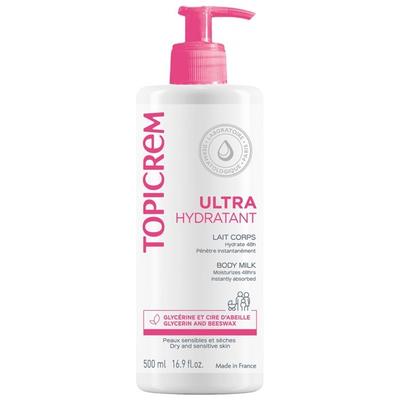 Feuchtigkeitsmilch - Topicrem - Les Essentiels - 500ml - 24h Feuchtigkeit - Trockene und dehydrierte Haut