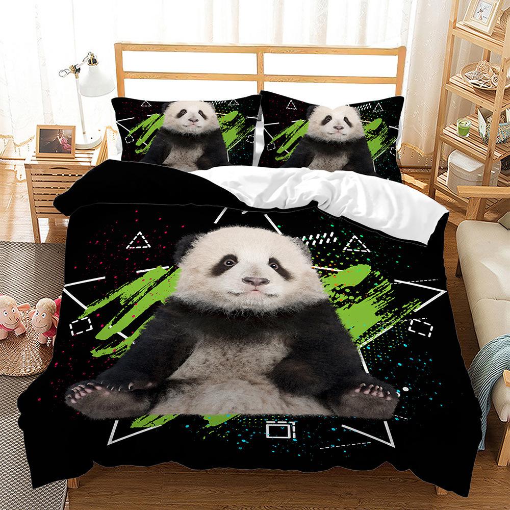 Panda Animal Bamboo Bed Three-Piece Quilt Cover 3D Digital Printing Kit Four-Piece Set