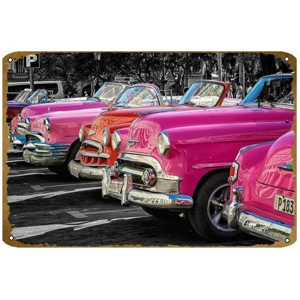 Retro Metal Sign - Classic Car Wall Art for Man Cave, Garage, Home Bar Decor