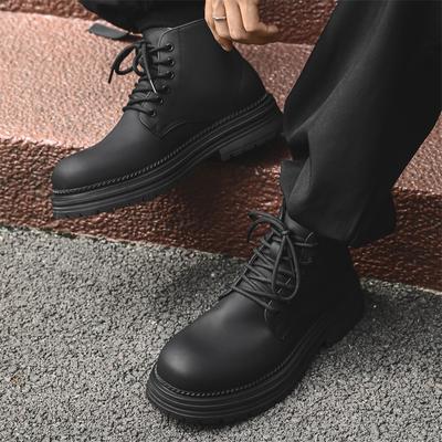 2025 New Men's Martin Boots Autumn and Winter Velvet Thick-soled Lace-up Matte Tooling British Style Men's Boots 2277-J