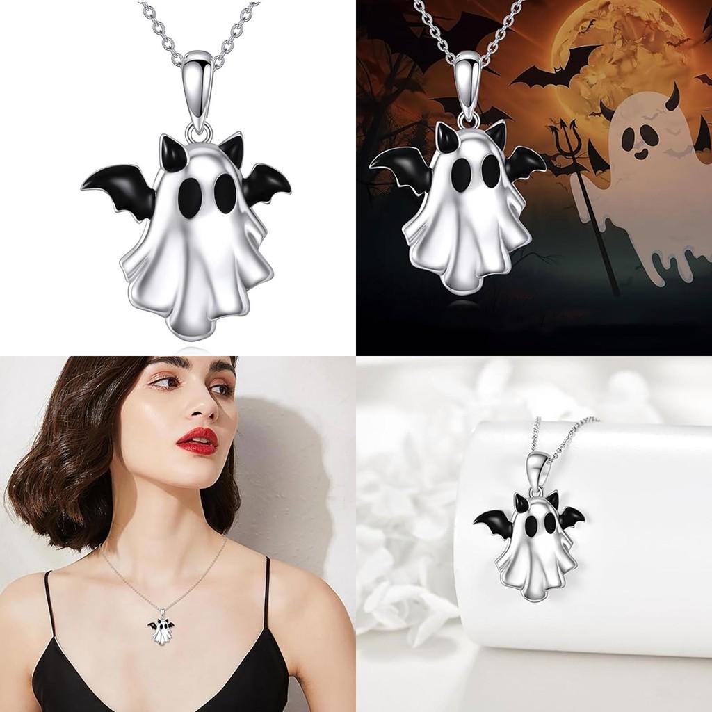 Ghost Halloween Pendant Necklace With Zinc Alloy Material For Holiday Accessory