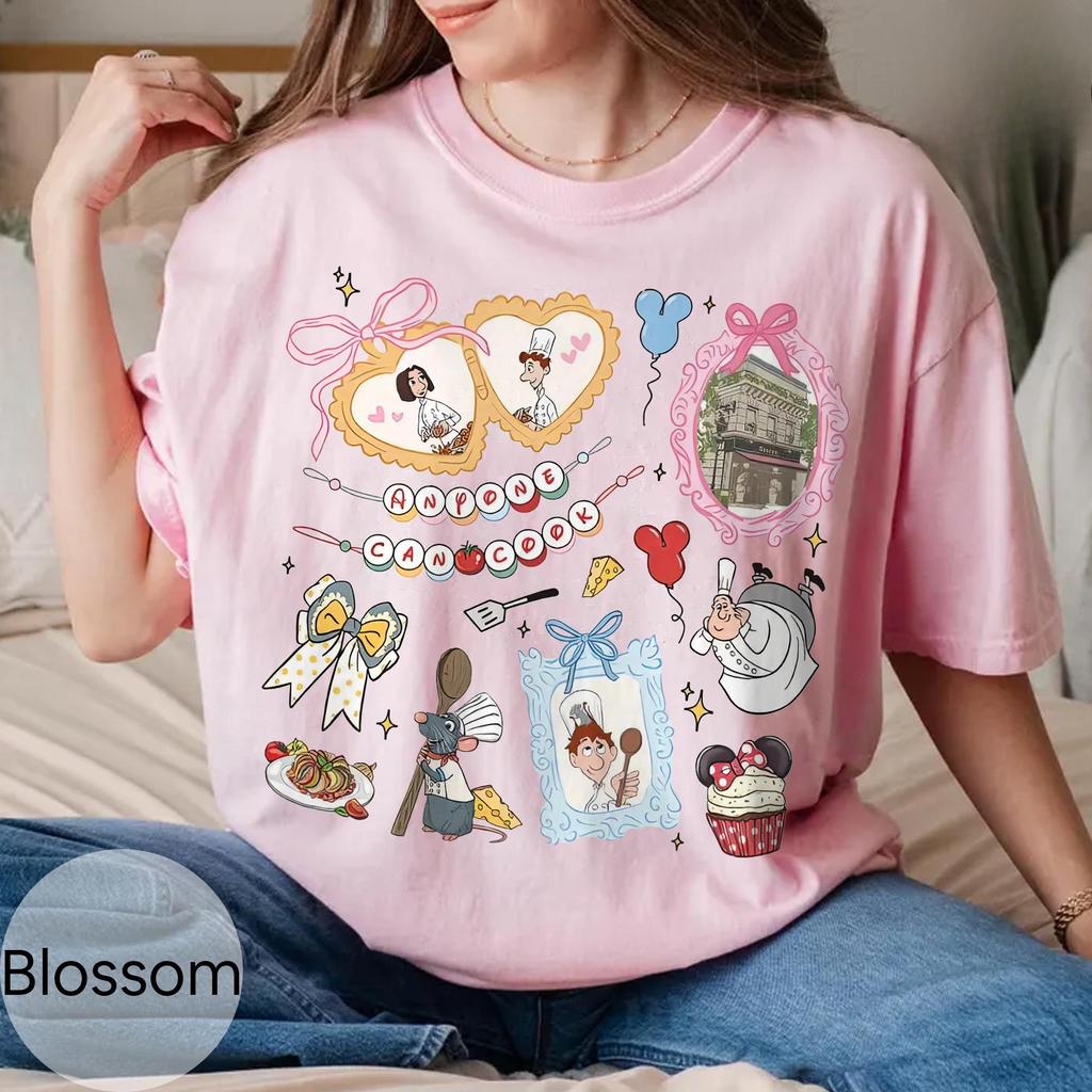 Womens Disney Retro Ratatouille Little Chef Remy TShirt Cotton Short Sleeve Unisex Streetwear Oversized Loose Casual Stylish