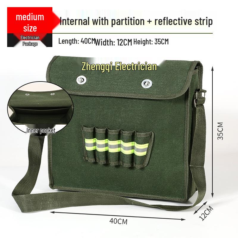 Multifunctional Electrician Crossbody Tool Bag - Canvas, Extra Thick with Large Capacity Pockets for Men