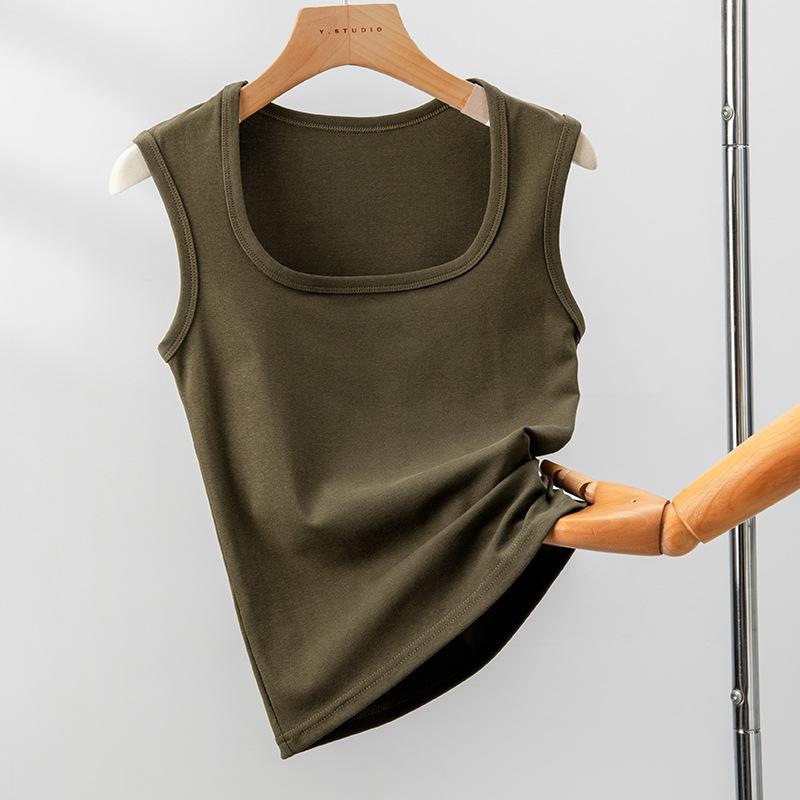 Wide Shoulder Strap White Suspender Vest for Women In Summer Pure Cotton Inner Wear for Secondary Breasts, Large-size Four-season Beautiful Back Top