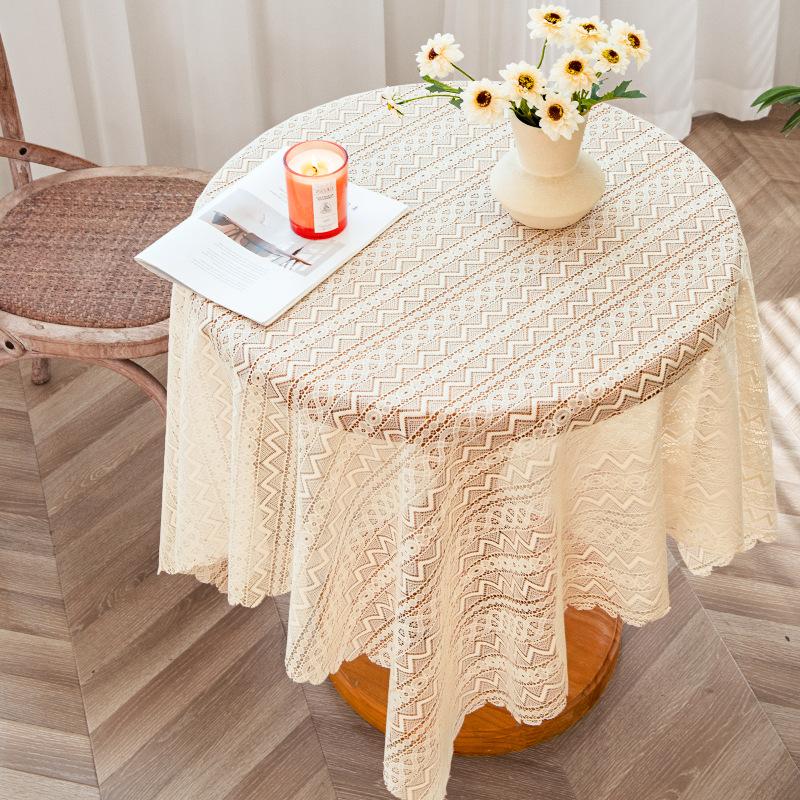 Wave Lace Hollow Tablecloth French Pastoral Piano Dust Cover Cloth Vintage Art Restaurant Decorative Cover for Home Parties Taplak Meja Cutwork