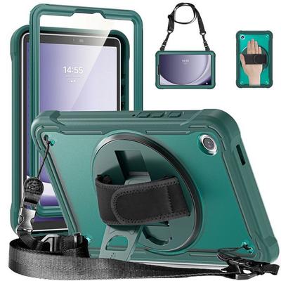 Case for Samsung Galaxy Tab A9 - 360° Protection - Adjustable Shoulder Strap - Night Green