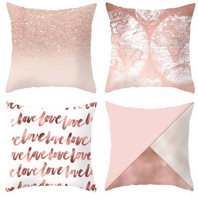 Rosa Geometrische Buchstaben Serie Kissenbezug Gespleißtes Rosa Buchstabenmuster Zuhause Sofa Kissen Kissenbezug
