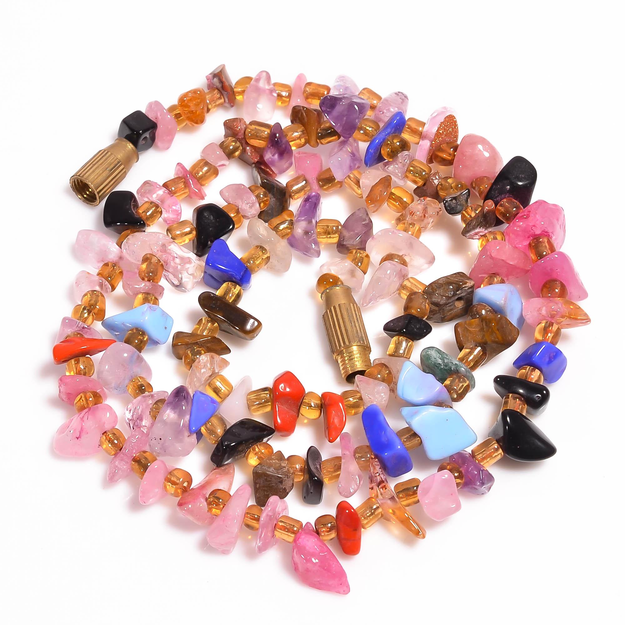 

Натуральный Розовый Кварц Аметист Оникс Необработанные Гладкие Бусины Ожерелье 3-10 мм 18 UB8395 UB-8395