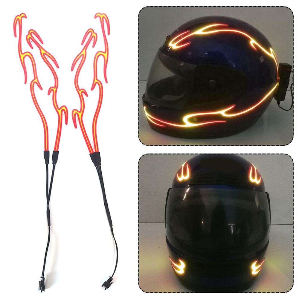 1Pair Motorcycle Helmet LED Cold Light Waterproof Strip Sticker Flashing Warning