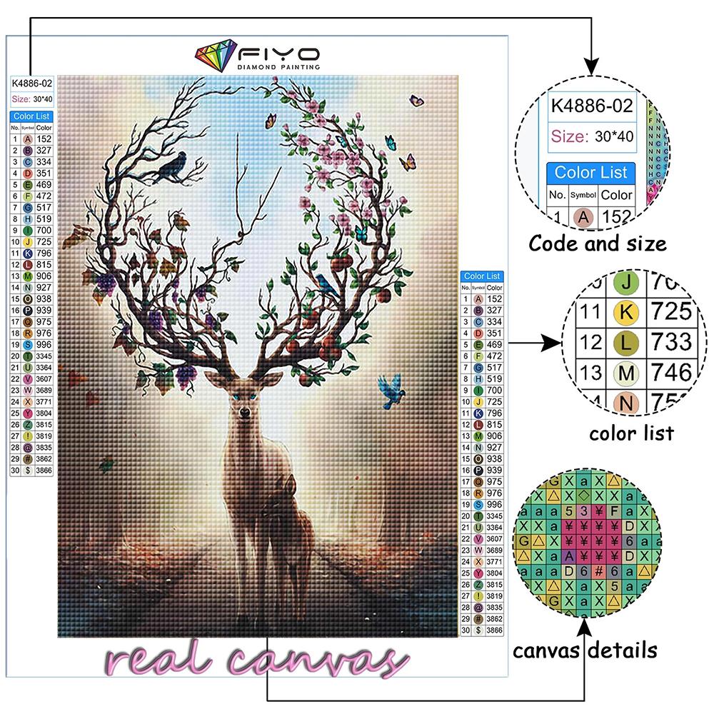 5D DIY Diamond Embroidery Colorful Animal Deer Diamond Painting Mosaic Home Decoration