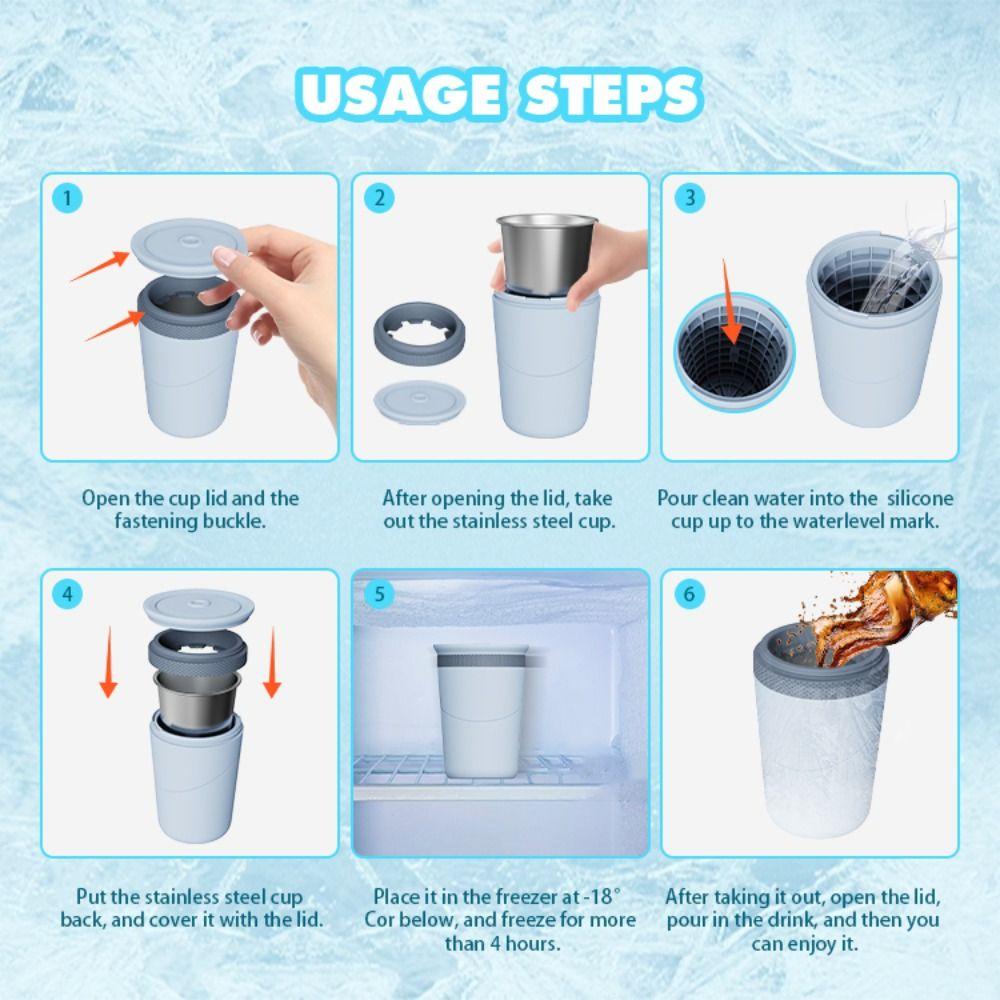 Quick Freeze Straw Cup with Ice Tray Blue Purple Pink Cold Drink Cup Summer