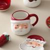Weihnachtstasse Großes Fassungsvermögen 650ml Keramiktasse Unterglasurfarbe Weihnachtsmann Wasserbecher Snacks Dessert Untertasse