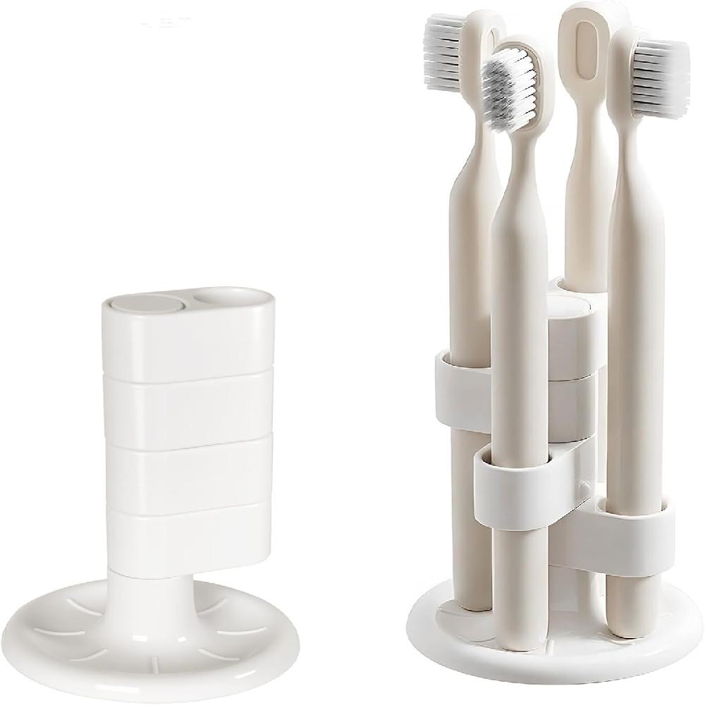 360° Rotating Toothbrush Holder with 4-slot Design and Anti-slip Base - Bathroom, Dressing Table and Travel Organizer, for Tooth