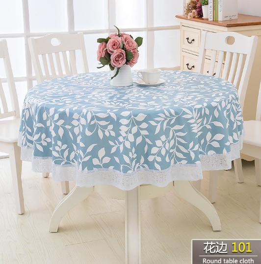 Pvc Hotel Waterproof Tablecloth Printed Oil Resistant Large Circular Table Cloth Hotel Plastic Round Table Cover With Lace Hem