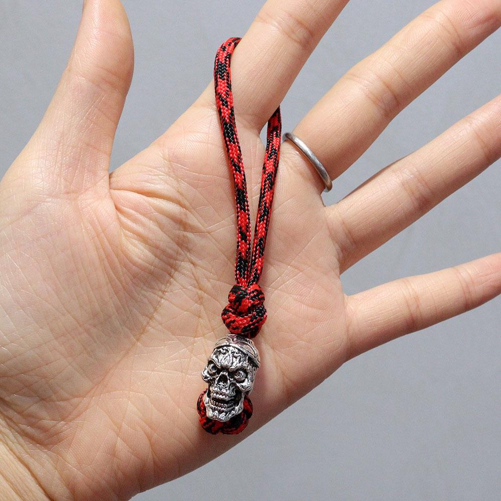 Spartan Pirate Red Camouflage Paracord Keychain Pendant in Viking Style
