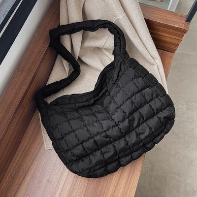 Black Quilted Retro Large -Capacity Bag Handbags Women 'S Bag 2021 New Style Fashion All -Match Simple Shoulder Bag Tote Bag MIT