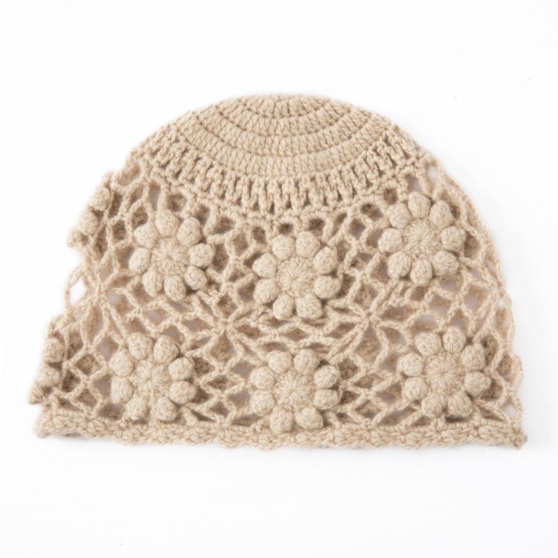 100% Pure Cashmere Japanese Retro Crochet Hat - Women's Autumn/Winter Collection