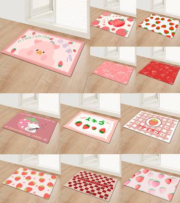 Strawberry Girl Heart Bathroom Absorbent Floor Mat Entry Door Mat Bedroom Door Mat Bathroom Non-Slip Foot Mat