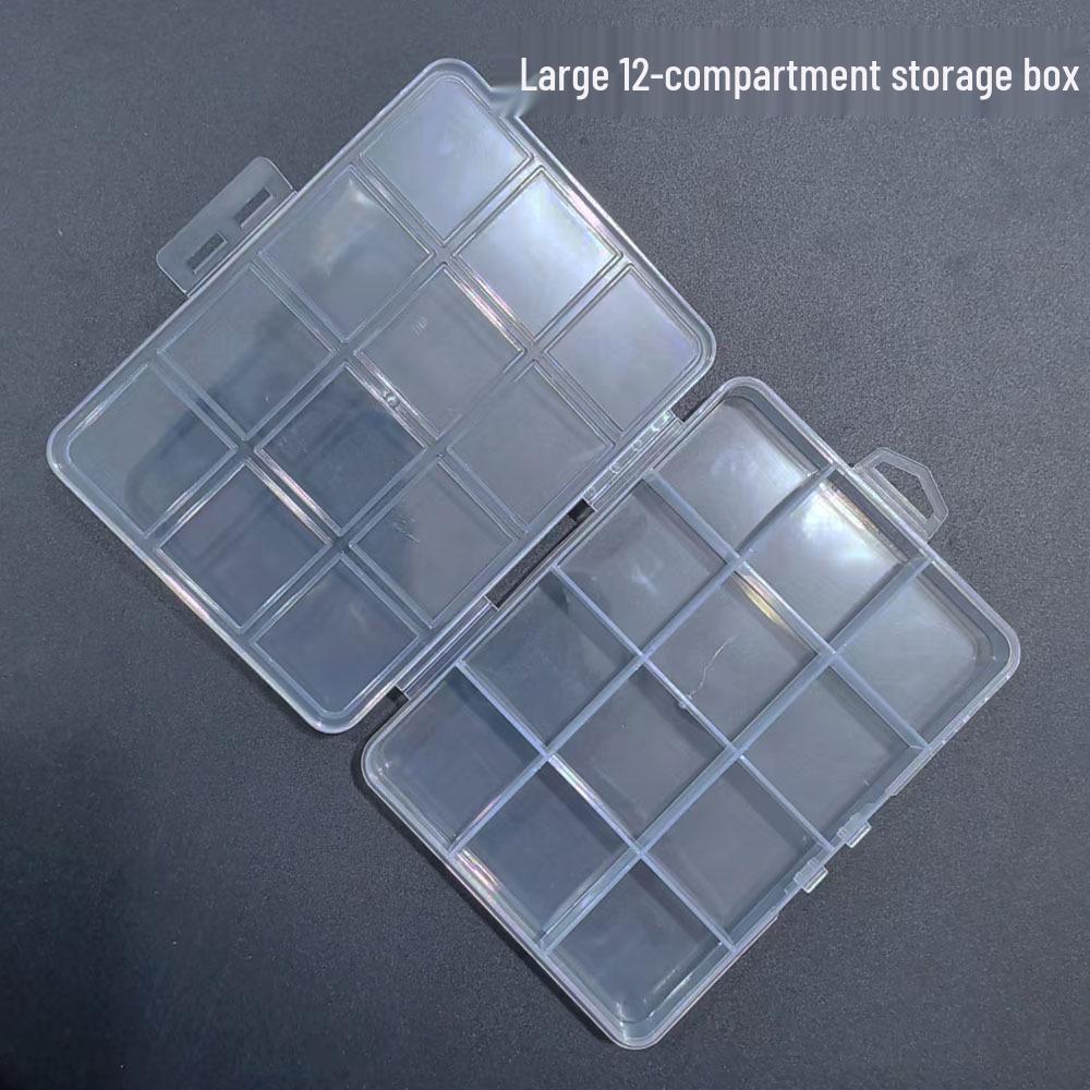 

Large 12-Slot Beaded Nail Art Organizer with Transparent Double-Buckle Design