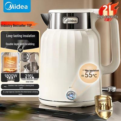 Midea 2L 316L Edelstahl Elektrischer Wasserkocher