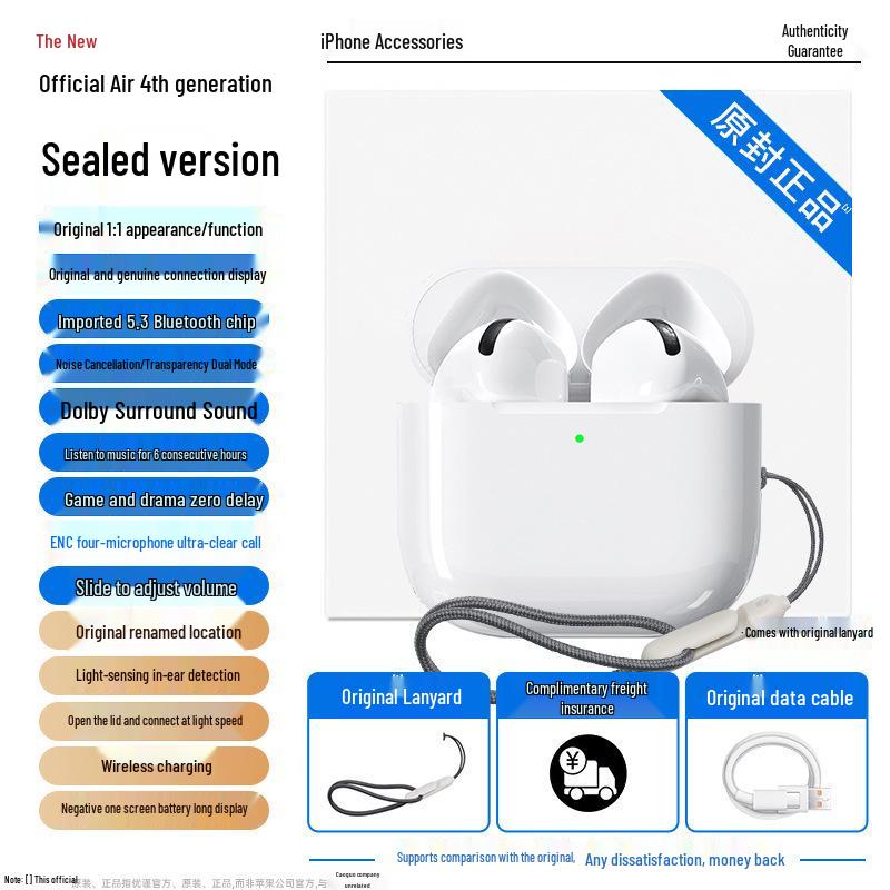 4th Gen In-Ear Bluetooth Wireless Headset for Apple Compatible with Card-Inserting Smartwatch