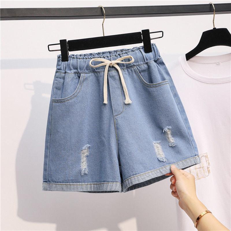 Women Summer Plus Size Denim Jeans Trendy Slim Casual Lady High Waist Shorts Pant