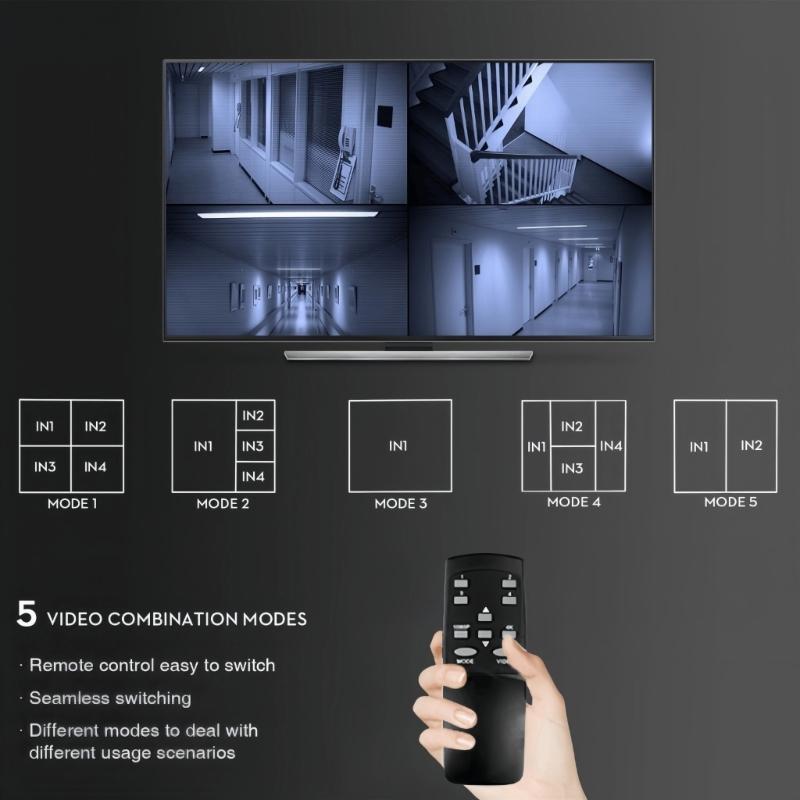 HDTV Multi Viewer 4 Input 1 Output Splitter Supporting 4K 30Hz Resolution and Seamless Switching for Meeting