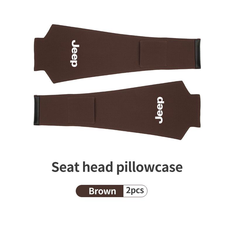 Car Logo Headrest Cover Leather Storage Neck Pillow Case Accessories For Jeep Renegade Compass Grand-Cherokee Wrangler-JK ALW1