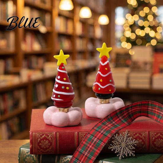 Handmade Glass Crafts Christmas Tree Ornament with Star Top And Colorful Bead Details Handcrafted Holiday Table Decor Desktop Rotating Figurine