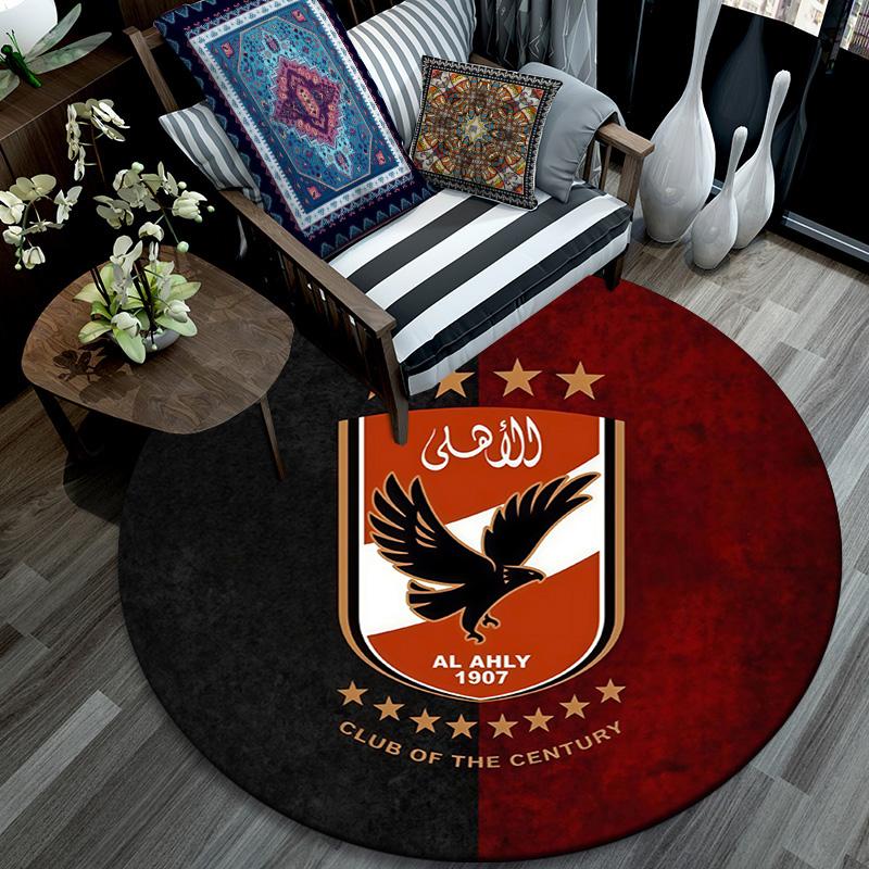 Al Ahly Sporting Club Round Area Rug,Carpet Rug for Living Room Bedroom Sofa Playroom Decor,Non-slip Floor Mat